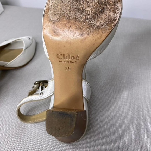 Chloe Prince white leather heeled sandals - Picture 9 of 12